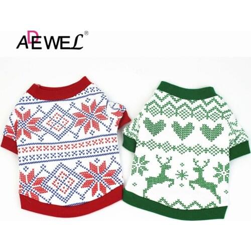 ADEWEL Red Green Christmas Festive Maple Leaf Printing Dog Clothes Ropa Para Perro Autumn And Winter Round Neck Dogs Sweater L