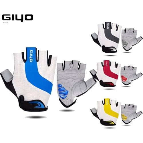 GIYO Lycra Shock-Absorbing Palm Gloves Riding Half Finger Short Gloves Breaking Wind Anti-Slip Bicycle Mittens Racing Mtb Bike