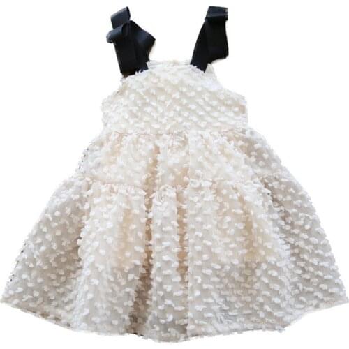 White Princess Girl Dress Cotton Kids Birthday Dresses Cute Infant Dress with Bow White Color Newborn Clothing