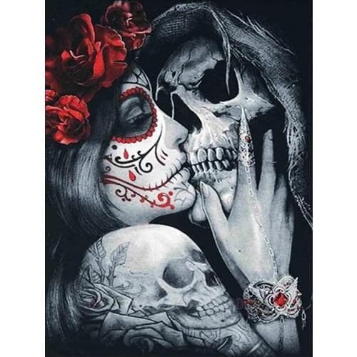 Skull Rose Beauty Woman Diamond Painting Portrait Round Full Drill Nouveaute DIY Mosaic Embroidery 5D Cross Stitch Halloween