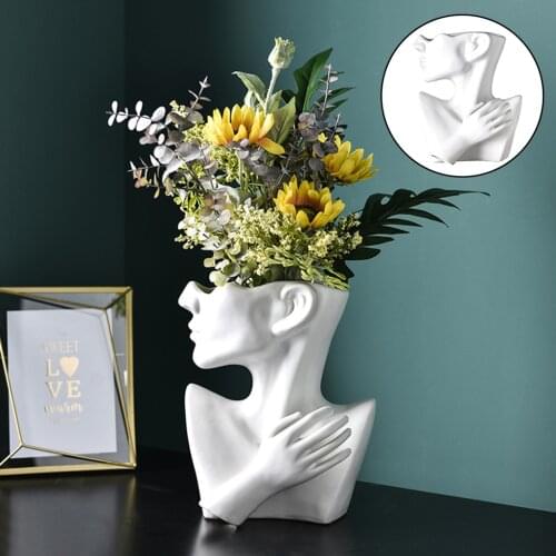 Flower Vase Model Portrait Pot Home Ornament Vase Family Vase Bonsai Garden Flower Planters Face Plant Tall Vase And Cute Pot