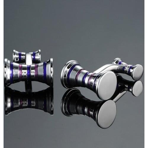 DY New high quality brass material with circular purple blue stripes Cufflinks Mens French shirt Cufflink free shipping