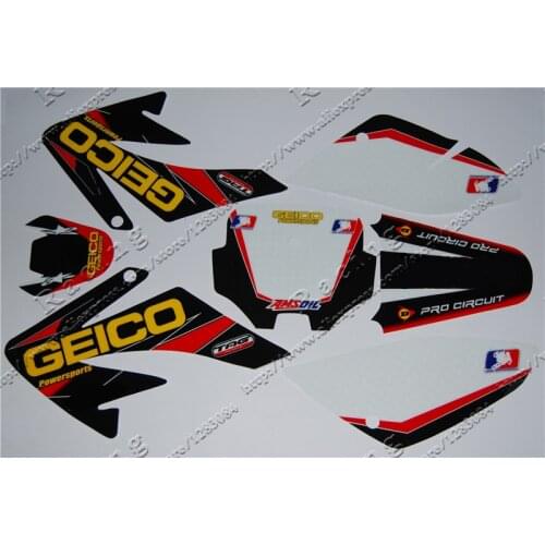 CRF 70 GEICO GRAPHICS KIT CRF70 DECO DECALS STICKERS DIRT PIT BIKE SENGE Motocross Kayo BSE Use