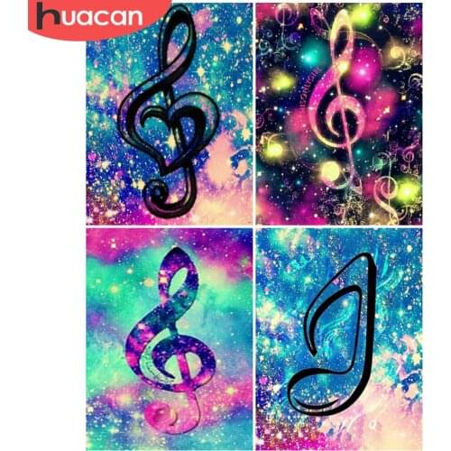 HUACAN Full Diamond Painting Musical Home Decor Diamond Mosaic Embroidery Scenery Fantasy Wall Sticker