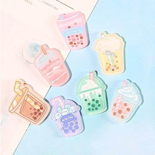 10Pcs/lot Simulation Milk Tea Cup Flatback Resin Cabcohon Planar Fit Phone Case Decoration DIY Scrapbooking Accessories Crafts