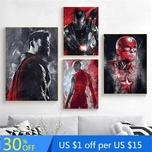 Classic Thor Captain America Paintings Marvel Avengers Super Heroes Canvas Pianting Print Wall Art- Home Cuadros Decor Poster