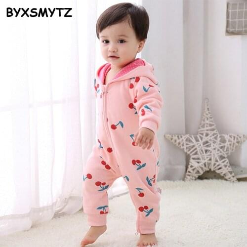 Newborn Baby Rompers Winter Long Sleeved Pijamas Girls Cartoon Thicken Jumpsuit Cotton Korean Crawling Clothes Autumn Pajamas