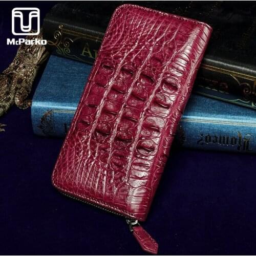 McParko Genuine Leather Wallet Women Luxury Brand Clutch Wallet Fashion Ladies Zipper Long Wallet Crocodile Leather Female Purse
