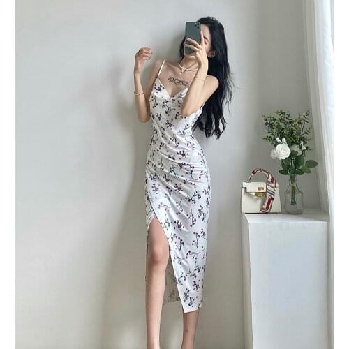 Summer women Floral midi dress bodycon backless elegant party sexy Dresses 2021 summer dinner outfit Dress