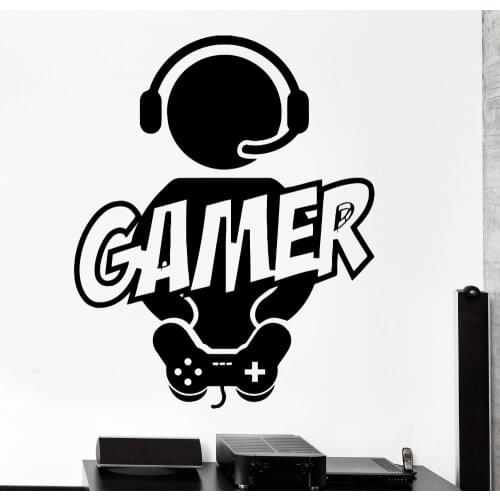 Hot Selling Wall Sticker Gaming Gamer Joystick Video Computer Game Vinyl Decal Room Decoration KW-175
