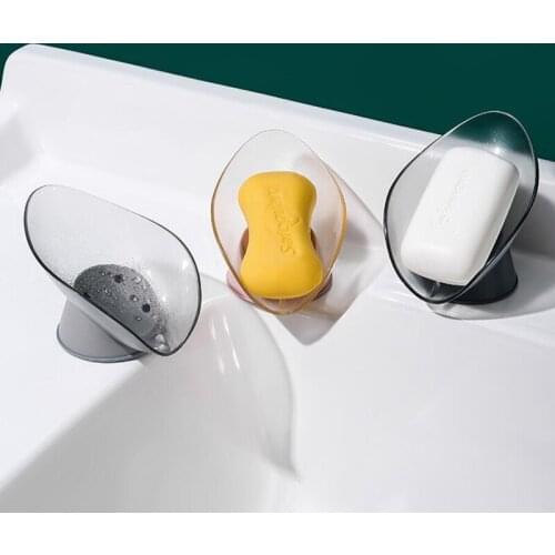 Leaf Shape Soap Dish Drain Box Holder for Bathroom