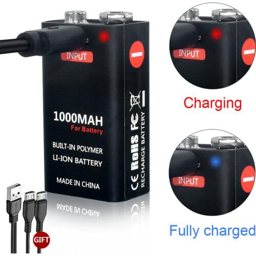 9V 1000mAh li-ion Rechargeable battery Micro USB Batteries 9 v lithium for Multimeter Microphone Toy Remote Control KTV use