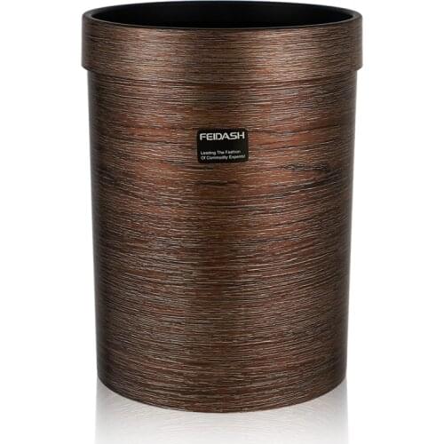Imitation Wood Grain Waste Bin Plastic Kitchen Trash Bin Bathroom Living Room Trash Can