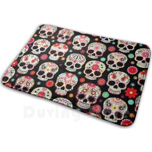 Sugar Skulls - Calavera - Día De Muertos Soft Non-Slip Mat Rug Carpet Cushion Día De Muertos Day Of The Dead Skeleton