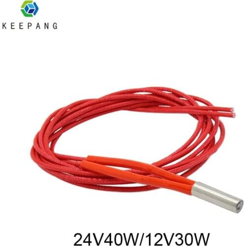 New 5pcs 12V 30W 12V 40W 24V 40W 3D Printer Cartridge Heater 1m For Makerbot Reprap Extruder Parts Cartridge Heater XH2.54-2pin