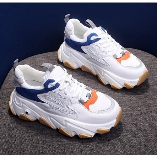 Spring New Net Red Fashion Color Matching Korean Style Platform Shoes Womens All-match Sports Running Tide Shoes