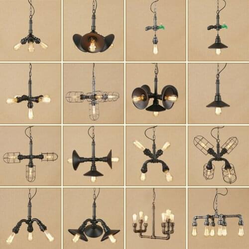 Single head industrial style big screw base personality boutique hotel outlets decorative wrought iron pipe droplight