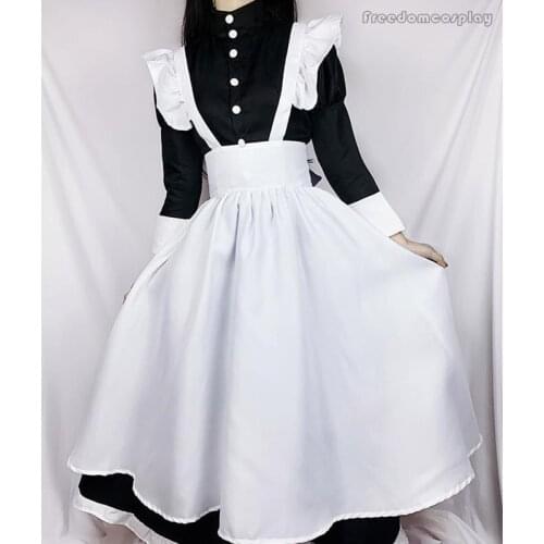 British Style Maid Dress Cosplay Animation World Cafeteria Cafe Dress Long Dress Black and White Maid Dress Costume