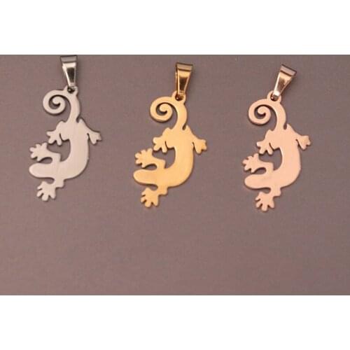 Wholesale 30pc/lot Metal Pendant Gecko For DIY Stainless Steel Charms Gekko Pendants Jewelry Making Kids Christmas Jewelry