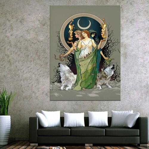 Moon Hecate Goddess Canvas Poster Mysterious Hecate Witchy Wall Art Print Pictures Modern Living Room Decor Paintings