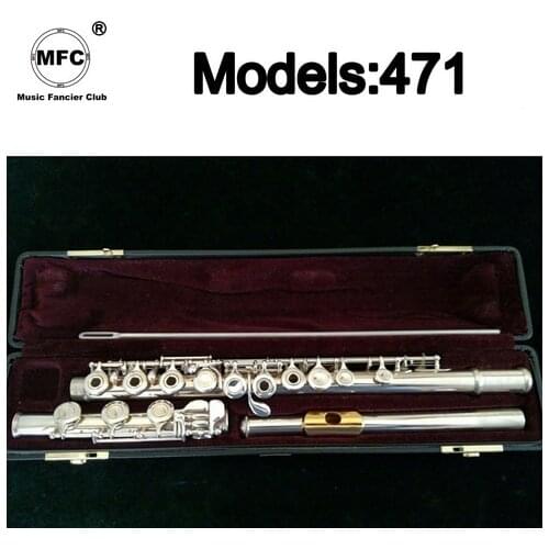 Music Fancier Club Professional Flute 471 Silver Plated Flute Gold Plated Lip Plate B Leg Open Close Holes 17 E Key