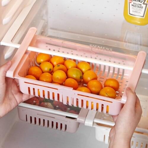 Adjustable Stretchable Refrigerator Organizer Drawer Basket Refrigerator Pull-out Drawers Fresh Spacer Layer Storage Rack #T1P