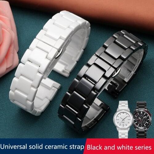 Ceramic Watch Bracelet 14mm 15 16 17 18 19 20 21mm 22mm Watchband White Black Strap Wristwatches Band Not Fade Water Resistant
