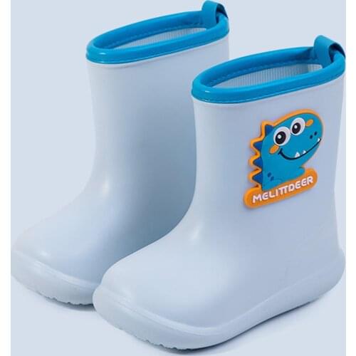 New Sale Kids Rain Boots For Boys Girls Rainboots Dinosaur Childrens Rubber Boots Plush Warm PVC Waterproof Baby Water Shoes