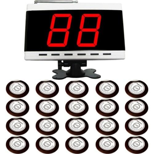 SINGCALL Pack of 20 White Table Bells and 1 White Call, Display a Group of Two-Digit, Waiter Calling System