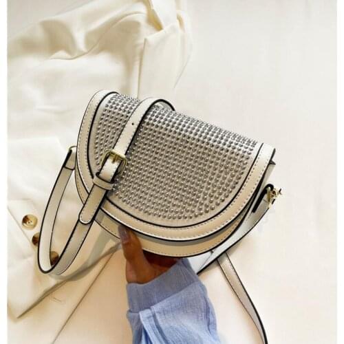 Rhinestone female saddle bag 2021 new European womens shoulder bag fashion summer messenger bag Ladies Party bag Shopping Bag