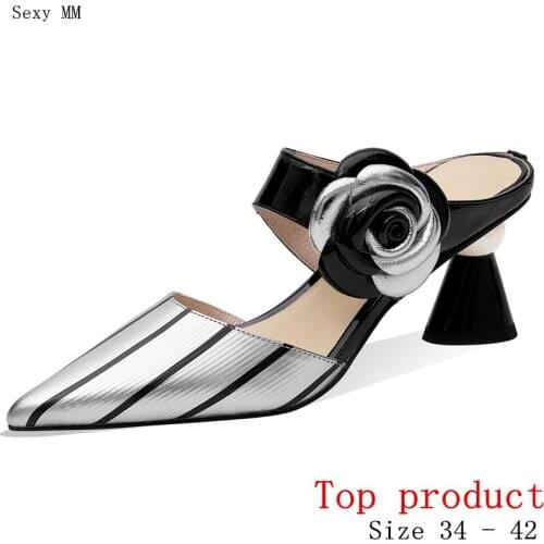 Women High Heels Slingbacks Pumps High Heel Shoes Woman Party Shoes Kitten Heels Genuine Leather Small Plus Size 34 -40 41 42