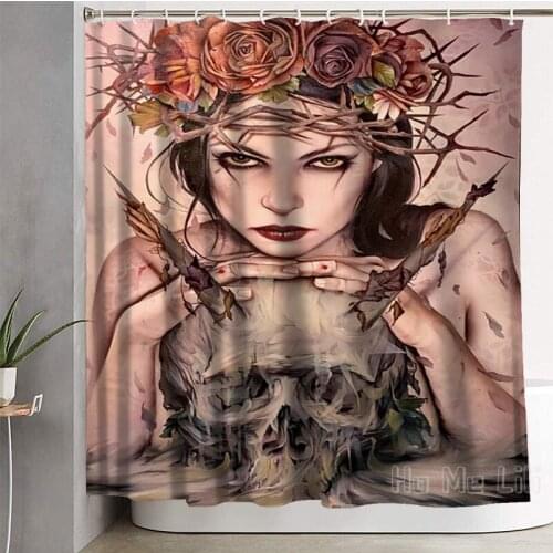 The Skull Girl Decoration Waterproof Shower Curtain Bathroom Accessories