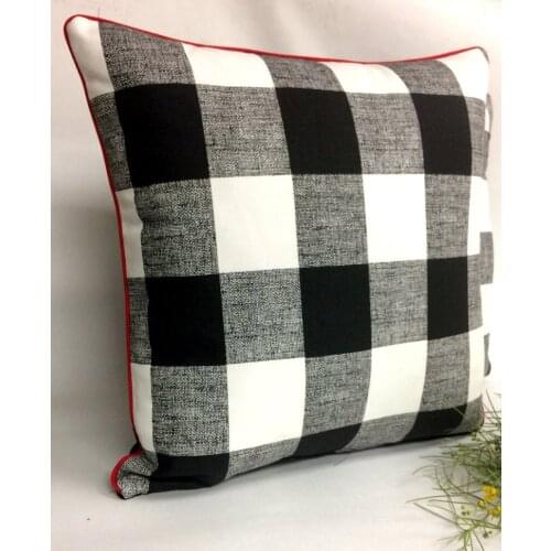 High quality Cotton Blend Linen White Black Checked Home Office Sofa Soft Decor Pillow Case Cushion Cover