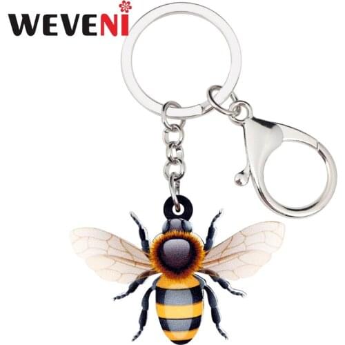WEVENI Acrylic Cute Flying Honey Bee Insect Key Chains Keychains Bag Cartoon Animal Jewelry For Women Girls Teens Bag Charms