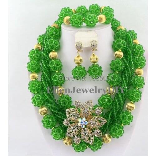 Green African Beads Jewelry Set Crystal Beads Necklace Set African Jewelry Set Crystal Jewelry Set W6596
