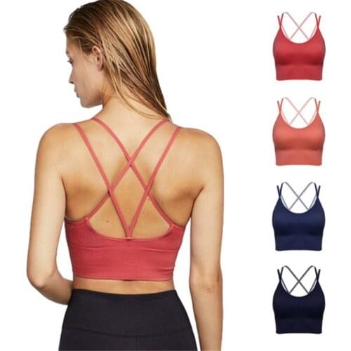 Women Sexy Sports Bra Lenceria Beauty Back Cross Wireless Bralette Lingerie Push-up Running Underwear нижнее белье женское