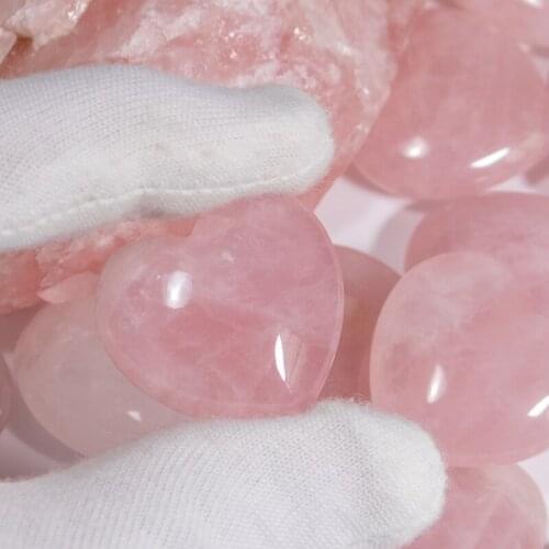 1Pcs Natural Rose Crystal Quartz Gem 30mm Heart Chakra Healing Reiki Stone Beads For DIY Jewelry Making