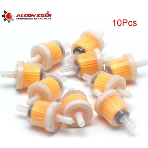 Alconstar 10Pcs Motorcycle Petrol Gas Fuel Gasoline Oil Filter For Scooter Motorcycle Moped Scooter Dirt Bike ATV Go Kart