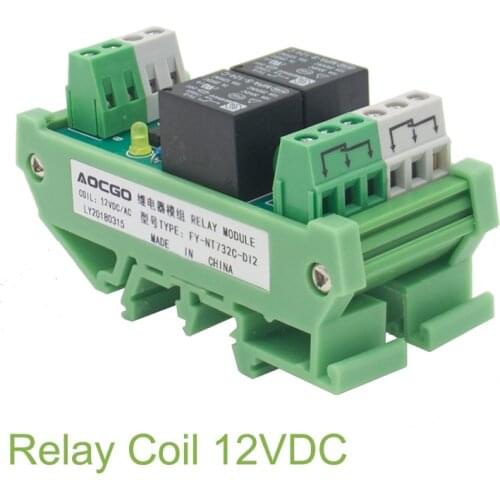2 channel T73 AC/DC 12V DIN Rail Mount Relay Module