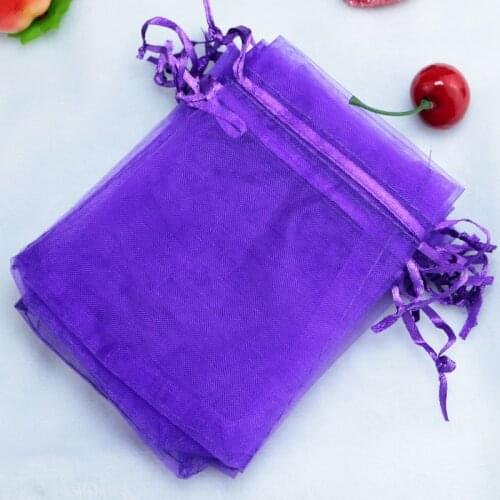 200pcs/lot Deep Purple Organza Bag 15x20cm Wedding Decoration Candy Jewelry Packaging Bags Cute Drawstring Gift Bag & Pouches
