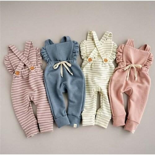 2019 Newborn Baby Girls Romper Summer Kids Clothes Suspender Romper Striped Jumpsuit Infant Clothing Toddler Baby Outfit 0-3T