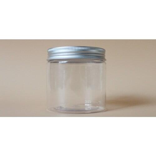 300PCS 200g Transparent PET Cream Jars With Aluminum Lid Plastic jar 200ml PET Jars for Mask / hair wax Jar Cosmetic Packaging