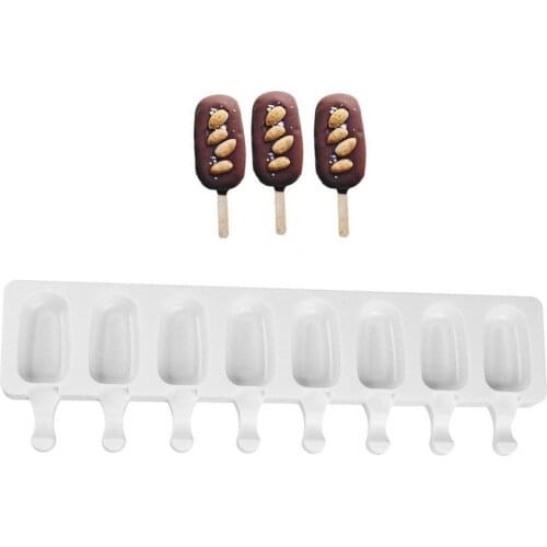 8 Cavity Ice Cream Mould sicle Frozen Mold Silicone Ice Lolly Mould DIY