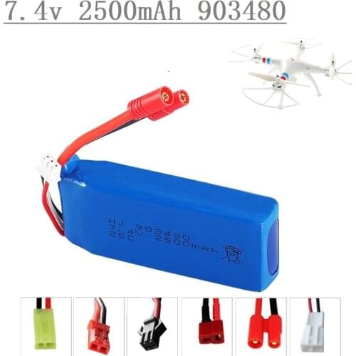 Original 2S 7.4V 2500mAh Lipo Battery for Syma X8C X8W X8G 903480 RC Cars 12428 12423 7.4v Battery for Rc Drone Spare Parts