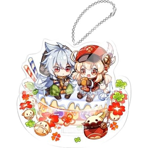 Genshin Impact Cosplay Accessories Anime Acrylic Keychain Project Klee Razor Bomb Stand Kids Toys Holiday Gift Cartoon Pendant
