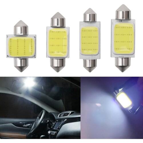 1pcs High Bright COB Festoon C5W Car LED Bulb 6000k White Auto Dome Lamp 31 36 39 41mm 12V Vehicle License Plate Trunk Lights