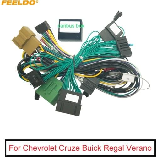 FEELDO Car Audio 16PIN Android Power Cable Adapter With Canbus Box For Chevrolet Cruze Buick Regal Verano Wiring Harness