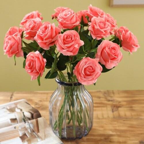 High-end Artificial Rose Flower Wedding Decoration Bride Holding Roses Fake Flower Home Living Room Decoration Floral Diy Wreath