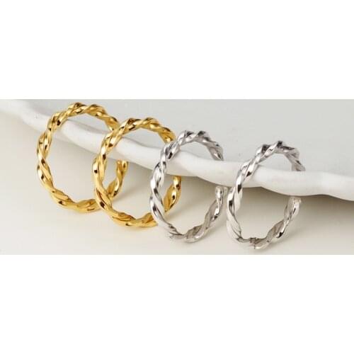 Korean version of s925 sterling silver hand-wound ring female ins personality temperament square line twisted ring opening