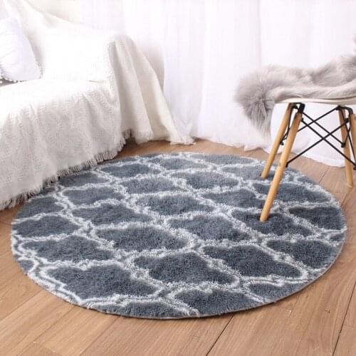 Tie-dyed round carpet plush variegated gradient mat thick sponge baby anti-fall rug thick soft skin-friendly crawling carpet